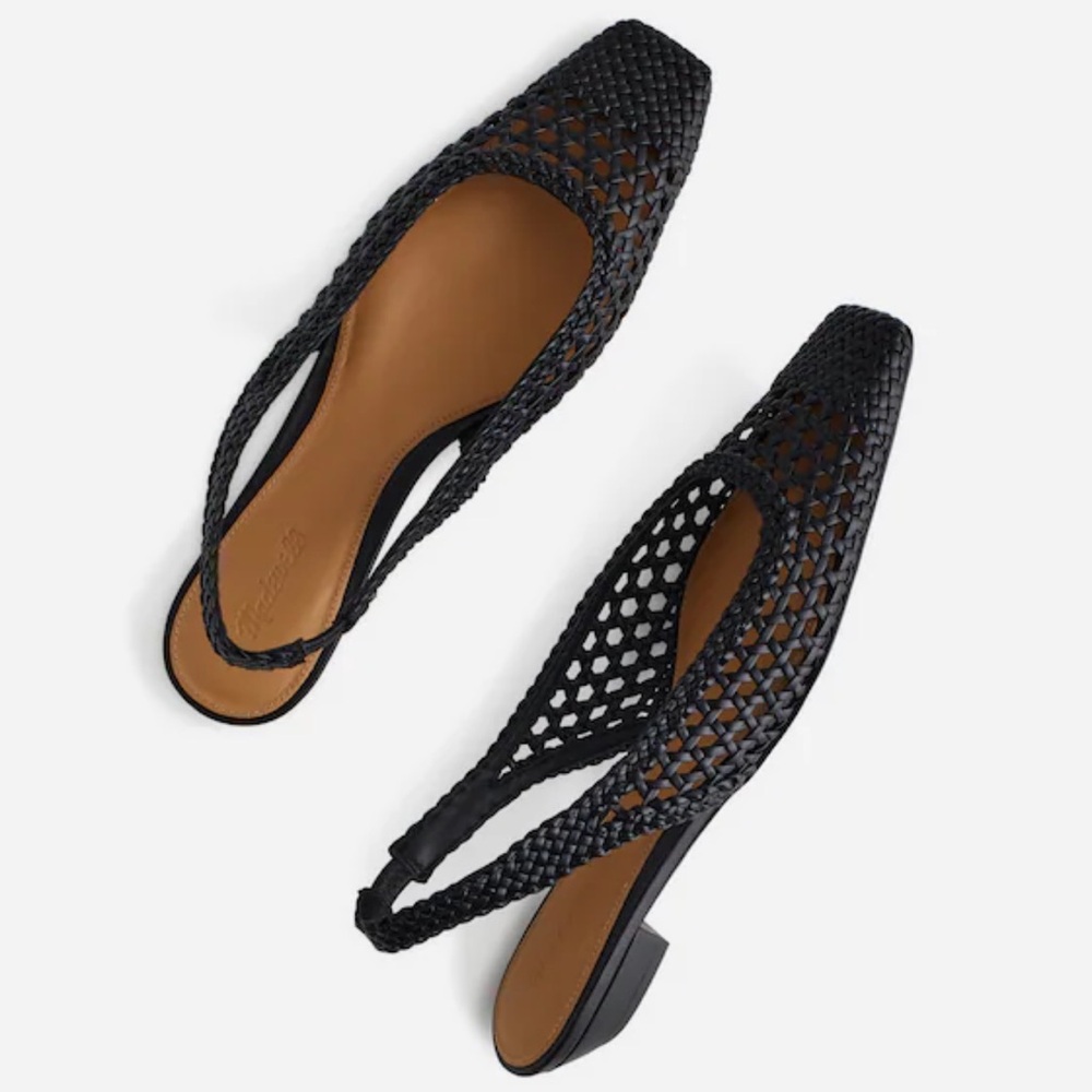New With Box Madewell Ophelia Slingback Black Woven Flats 10
